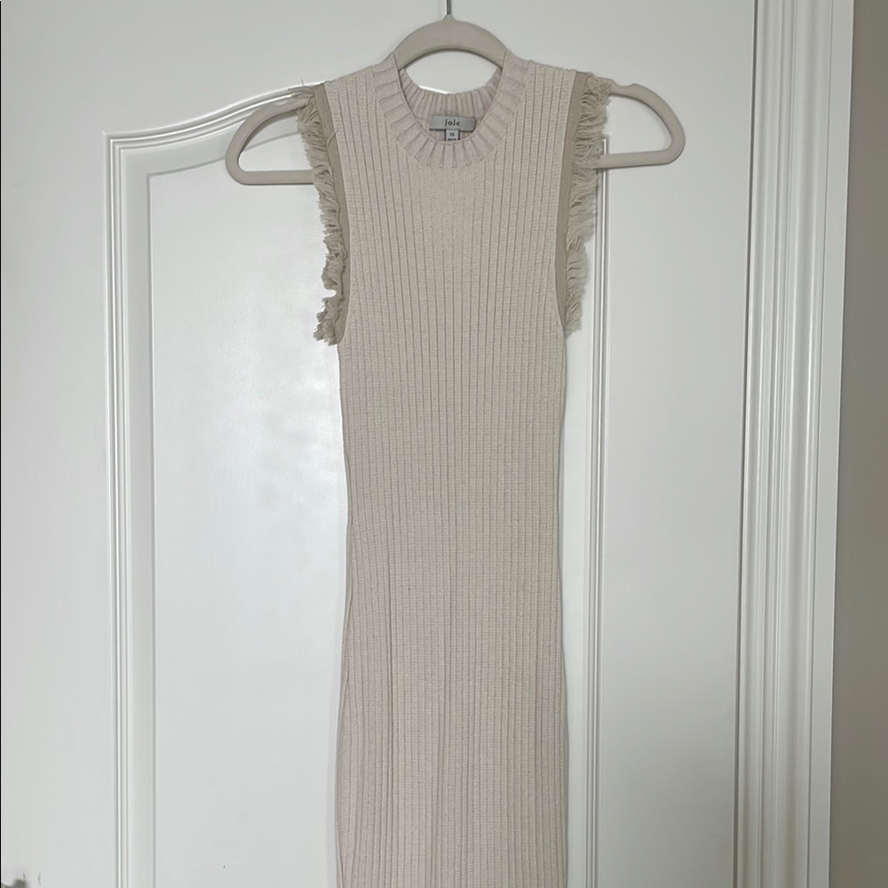 Joie Cream Ribbed Sheath Midi Dress